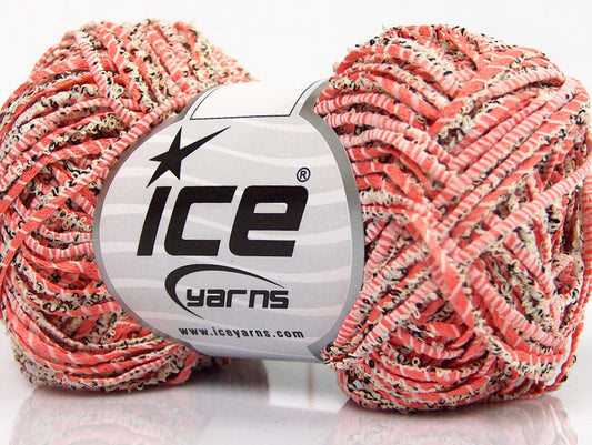 Lot of 8 Skeins ICE SALE SUMMER (8% Viscose 32% Cotton) Yarn Salmon White Black
