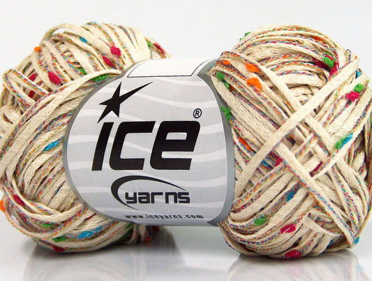 Lot of 8 Skeins ICE SALE SUMMER (72% Cotton 20% Viscose) Yarn Cream Rainbow