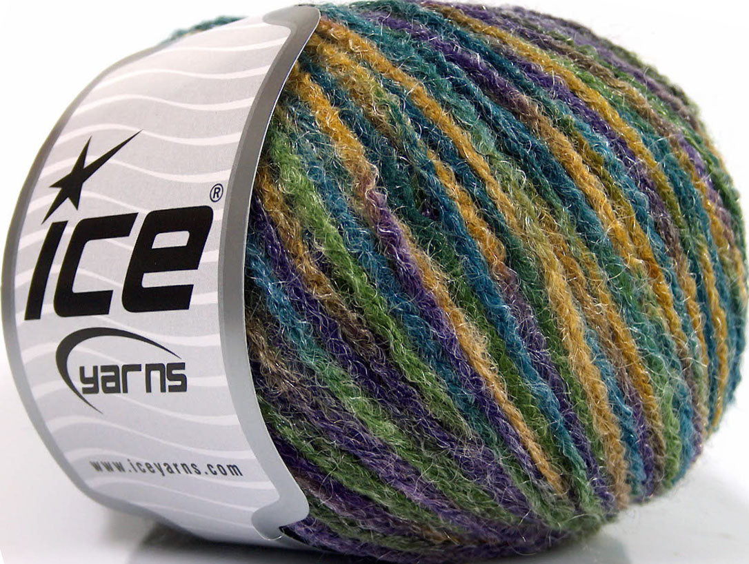 Lot of 8 Skeins ICE VERONA SHINE Hand Knitting Yarn Blue Purple Green Shades