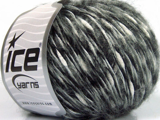 Lot of 8 Skeins ICE SALE WINTER (20% Mohair 20% Wool) Yarn Black Grey White