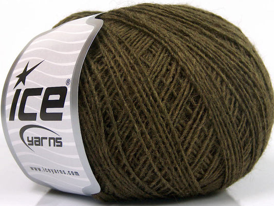 Lot of 8 Skeins ICE PERU ALPACA FINE (25% Alpaca 50% Merino Wool) Yarn Dark Khaki