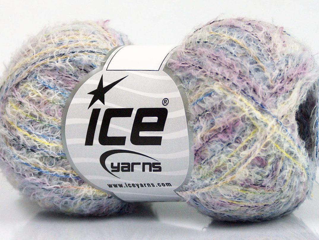 Lot of 8 Skeins ICE NAPOLI VISCOSE (90% Viscose) Yarn Lilac Yellow Blue White