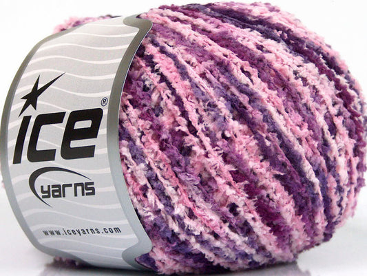 Lot of 8 Skeins Ice Yarns PUFFY FINE Hand Knitting Yarn Purple Shades Pink