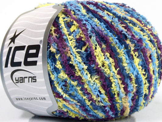 Lot of 8 Skeins Ice Yarns PUFFY FINE Yarn Maroon Blue Shades Yellow