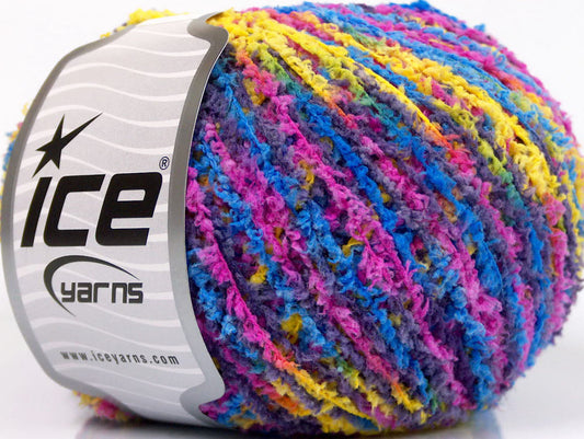 Lot of 8 Skeins Ice Yarns PUFFY FINE Yarn Purple Blue Pink Yellow