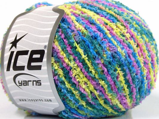 Lot of 8 Skeins Ice Yarns PUFFY FINE Yarn Blue Green Yellow Lilac