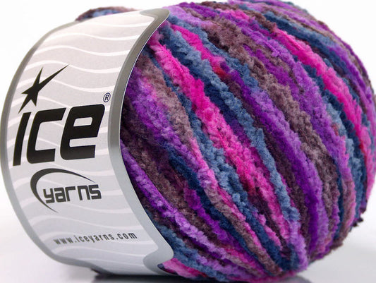 Lot of 8 Skeins ICE PUFFY DK Hand Knitting Yarn Purple Shades Blue Pink