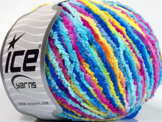 Lot of 8 Skeins Ice Yarns PUFFY DK Yarn Turquoise Blue Yellow Pink