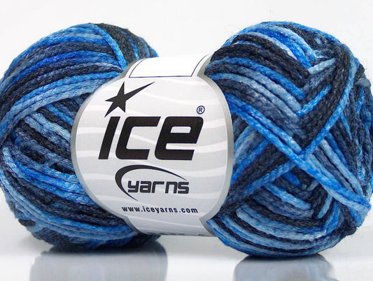 Lot of 8 Skeins ICE PORTOFINO (50% Wool) Hand Knitting Yarn Blue Shades