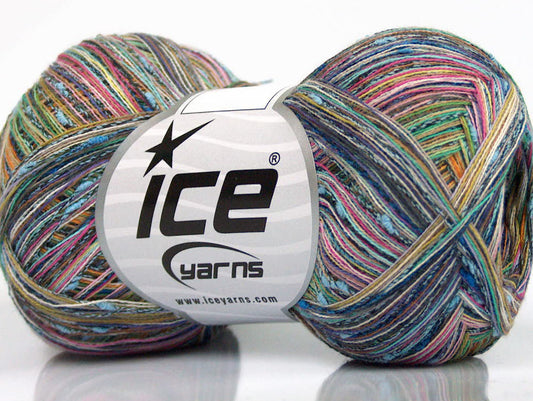 Lot of 8 Skeins ICE SALE SUMMER (80% Cotton) Hand Knitting Yarn Rainbow