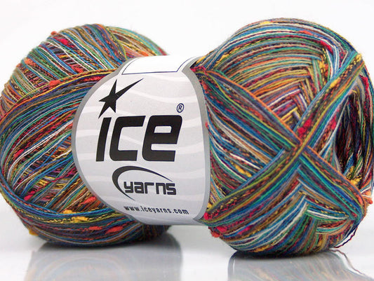Lot of 8 Skeins ICE SALE SUMMER (80% Cotton) Hand Knitting Yarn Rainbow