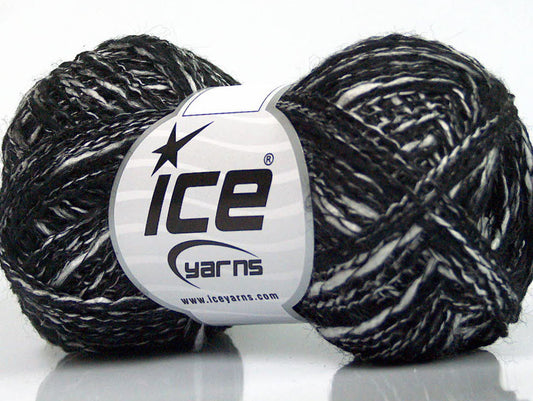 Lot of 8 Skeins ICE DOPPIO LANA (44% Wool) Hand Knitting Yarn Black White