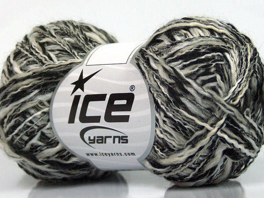 Lot of 8 Skeins ICE DOPPIO LANA (44% Wool) Hand Knitting Yarn Black Grey White