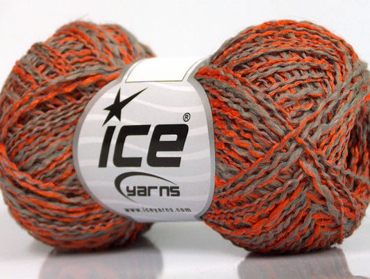 Lot of 8 Skeins Ice Yarns DOPPIO LANA (44% Wool) Yarn Orange Light Grey