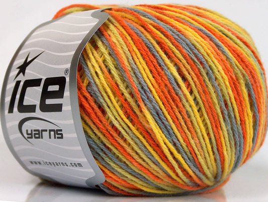 Lot of 8 Skeins Ice Yarns WOOL DK COLOR (50% Wool) Yarn Orange Yellow Grey