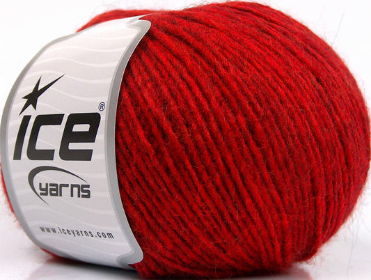 Lot of 8 Skeins ICE WOOL CORD LIGHT (50% Wool) Hand Knitting Yarn Red