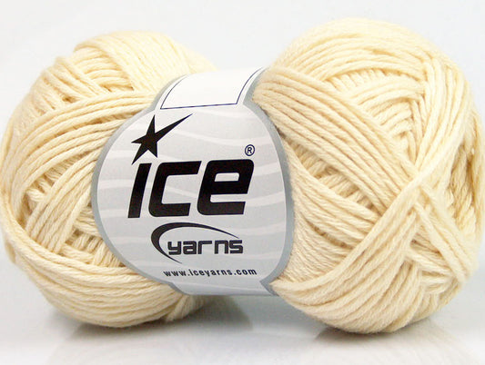 Lot of 8 Skeins ICE SALE WINTER (50% Organic Wool 50% Cotton) Yarn Cream