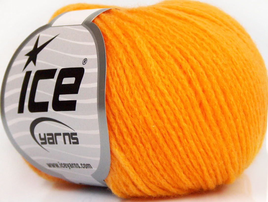 Lot of 10 Skeins ICE MERINO EXTRAFINE CHAIN (78% Superwash Extrafine Merino Wool) Yarn Light Orange