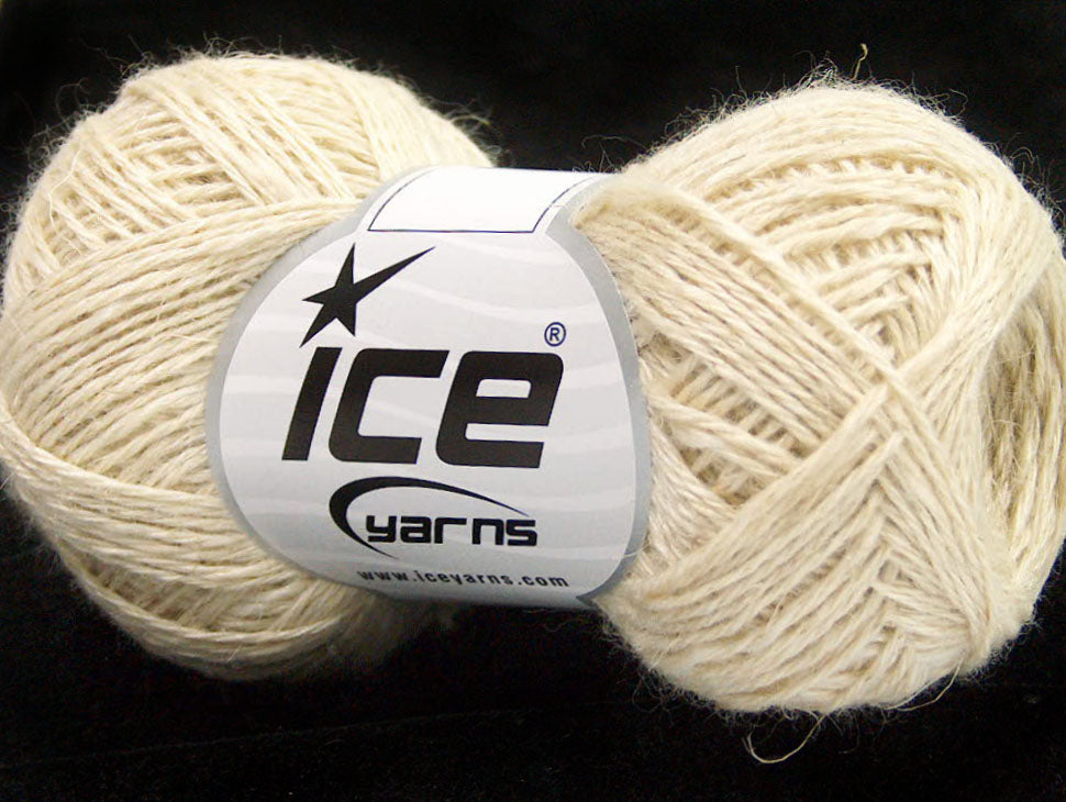 Lot of 8 Skeins ICE SALE LUXURY-PREMIUM (30% Silk 40% Extrafine Merino Wool) Yarn Cream