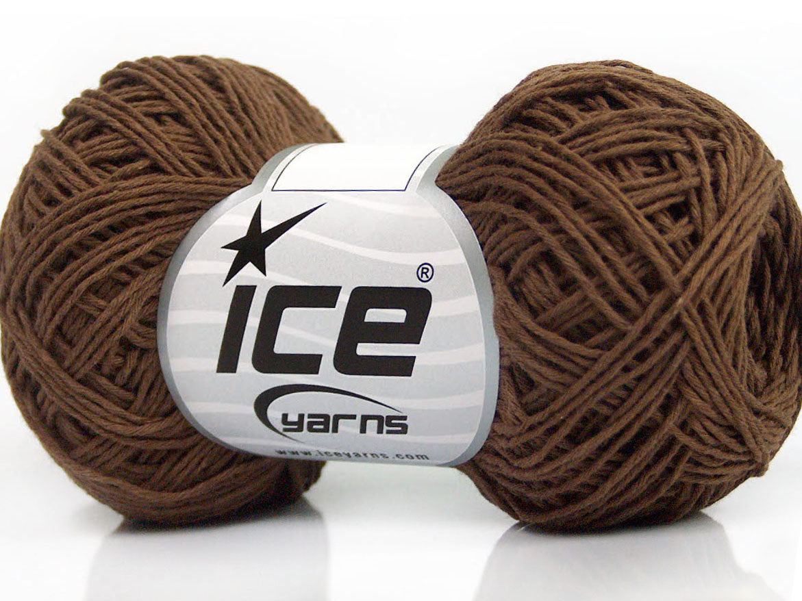 Lot of 8 Skeins ICE NATURAL COTTON FINE (100% Cotton) Hand Knitting Yarn Brown