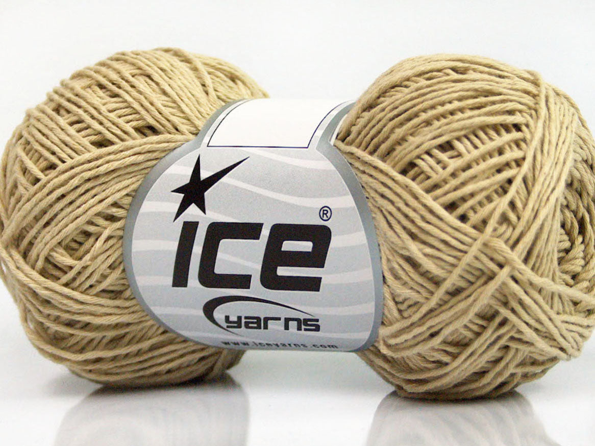 Lot of 8 Skeins ICE NATURAL COTTON FINE (100% Cotton) Hand Knitting Yarn Beige