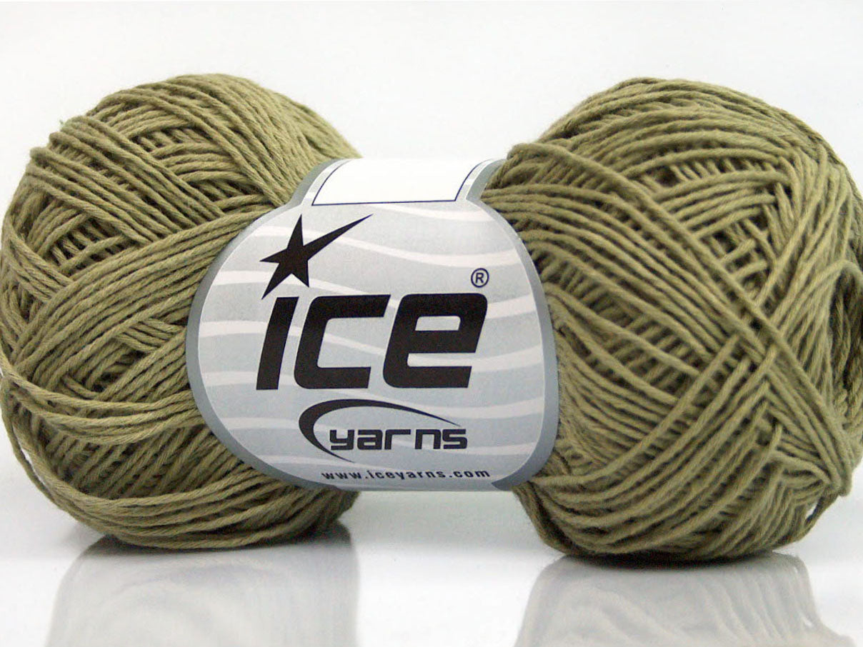 Lot of 8 Skeins ICE NATURAL COTTON FINE (100% Cotton) Yarn Light Khaki