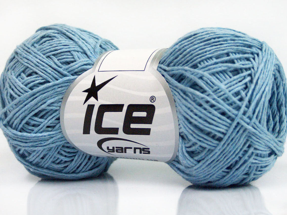 Lot of 8 Skeins ICE NATURAL COTTON FINE (100% Cotton) Yarn Light Blue