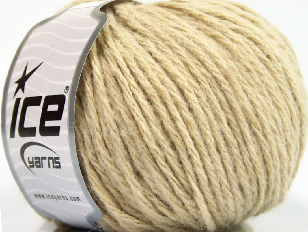 Lot of 8 Skeins ICE WOOL WORSTED 50 (50% Wool) Hand Knitting Yarn Beige