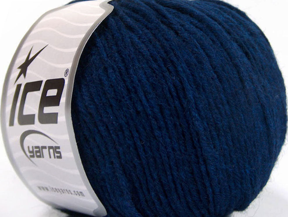 Lot of 8 Skeins ICE WOOL WORSTED 50 (50% Wool) Hand Knitting Yarn Dark Blue