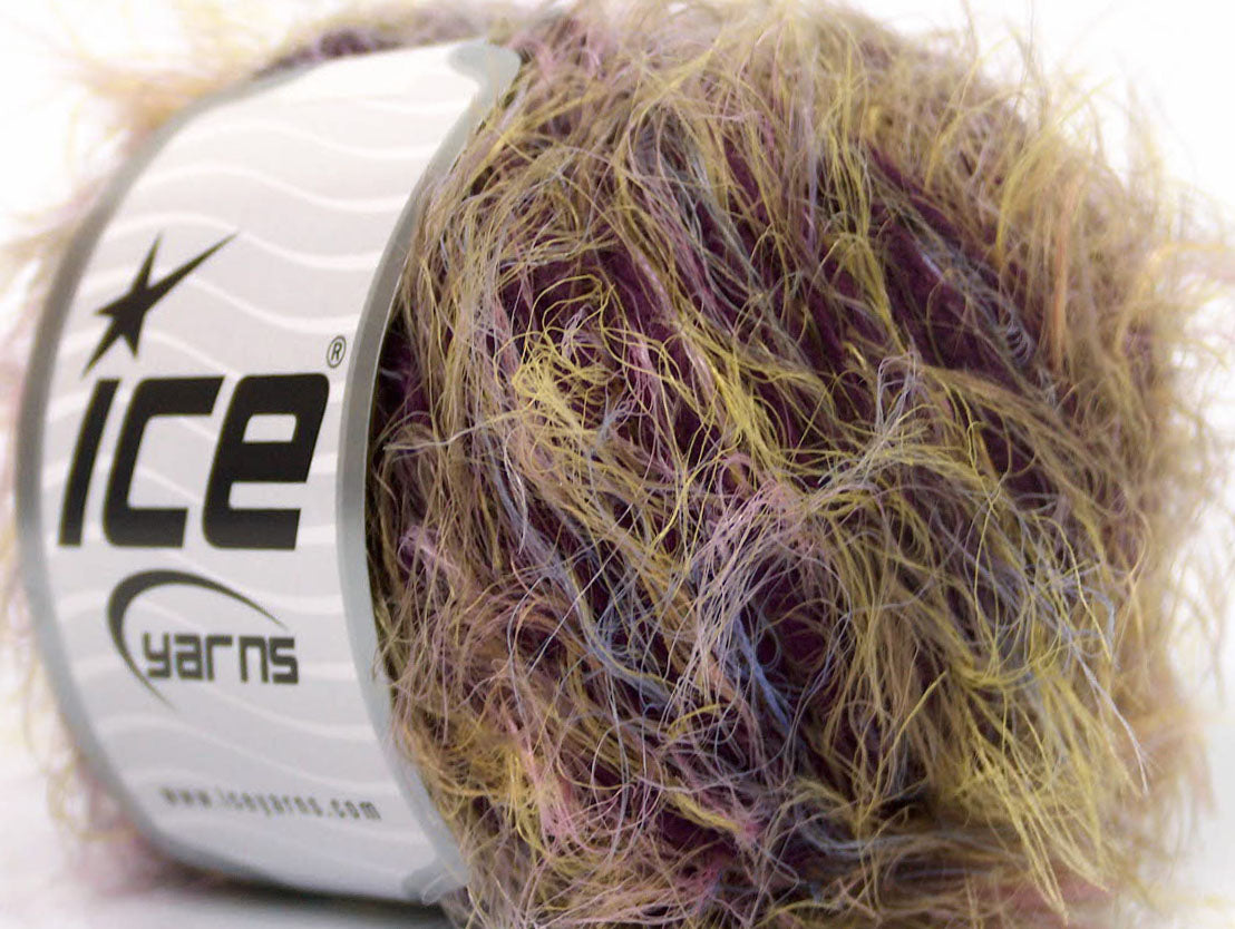 Lot of 8 Skeins ICE SALE EYELASH BLEND (20% Wool) Yarn Purple Green Lilac