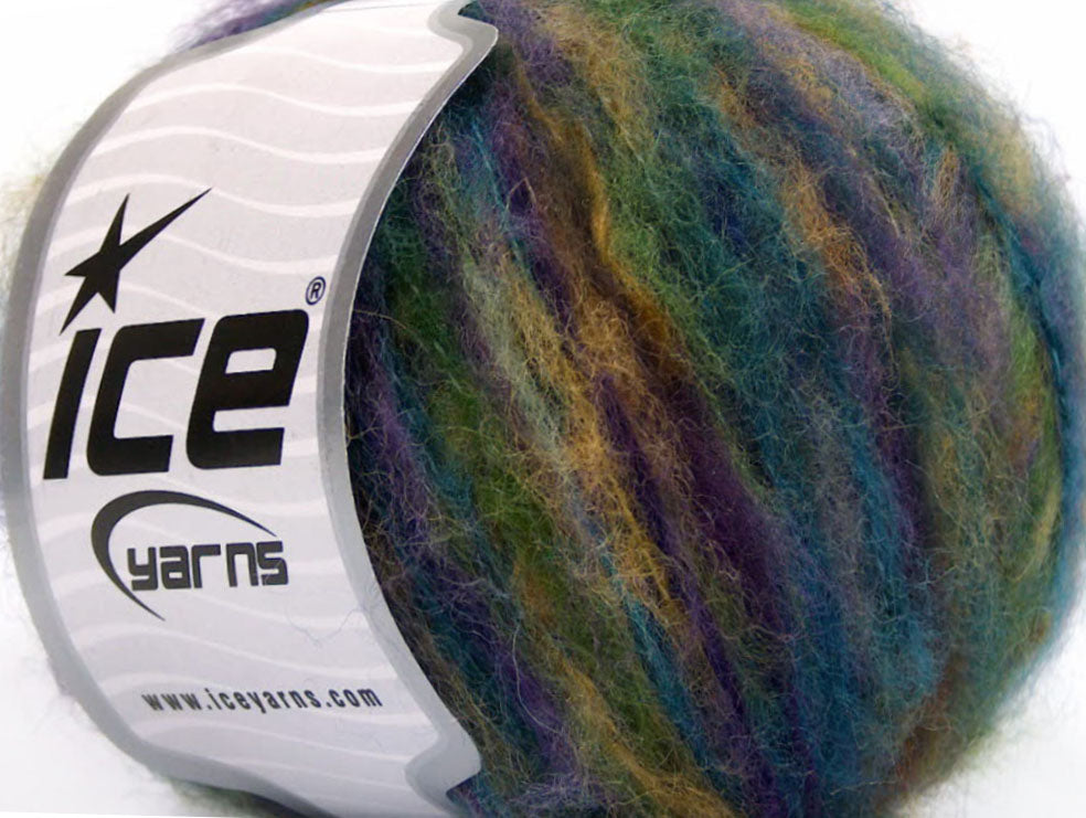 Lot of 8 Skeins ICE SALE WINTER (24% Mohair 20% Wool) Yarn Turquoise Purple Green