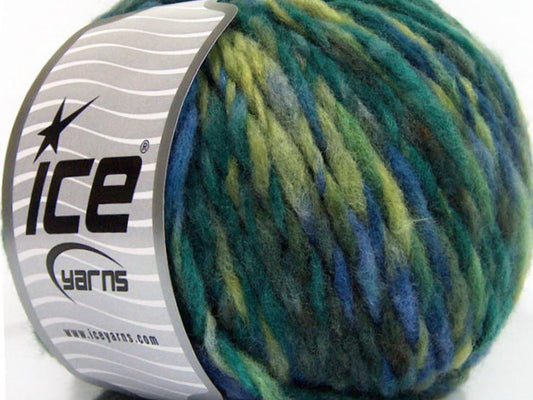 Lot of 4 Skeins ICE SALE WINTER (40% Wool) Yarn Green Shades Blue Shades