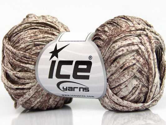 Lot of 8 Skeins ICE COTTON TAPE PRINT (100% Cotton) Yarn Brown White
