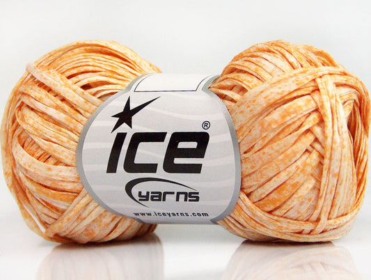 Lot of 8 Skeins ICE COTTON TAPE PRINT (100% Cotton) Yarn Gold White