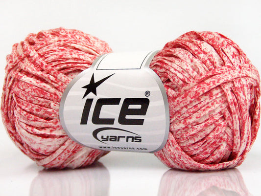 Lot of 8 Skeins Ice Yarns COTTON TAPE PRINT (100% Cotton) Yarn Red White