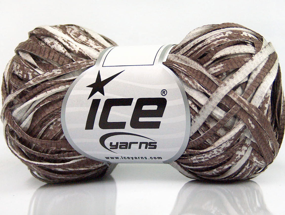 Lot of 8 Skeins Ice Yarns COTTON TAPE PRINT (100% Cotton) Yarn Brown White