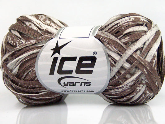 Lot of 8 Skeins Ice Yarns COTTON TAPE PRINT (100% Cotton) Yarn Brown White