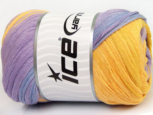 Lot of 4 x 100gr Skeins ICE COTTON TAPE COLOR (100% Cotton) Yarn Lilac Gold