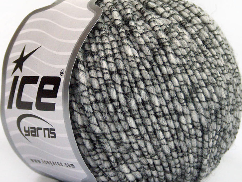 Lot of 8 Skeins ICE SALE WINTER (36% Wool) Hand Knitting Yarn Light Grey Black