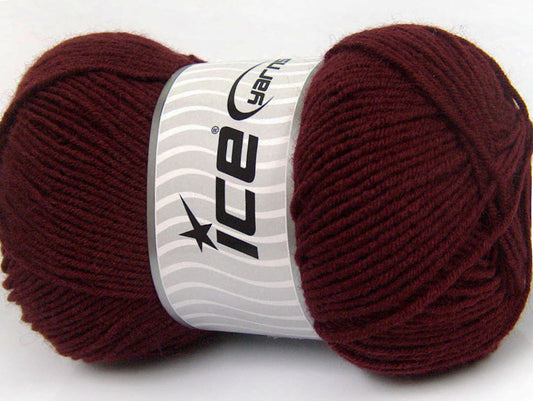 Lot of 4 x 100gr Skeins Ice Yarns ELITE WOOL (30% Wool) Yarn Burgundy