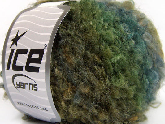 Lot of 8 Skeins ICE SALE BOUCLE (40% Mohair) Hand Knitting Yarn Green Shades