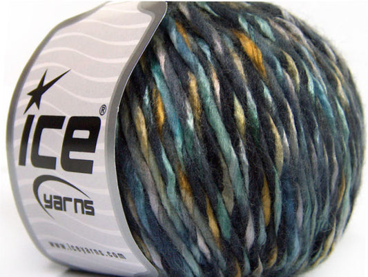 Lot of 8 Skeins ICE SALE WINTER (50% Wool) Yarn Black Blue Shades Gold