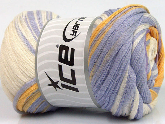 Lot of 4 x 100gr Skeins ICE COTTON TAPE COLOR (100% Cotton) Yarn Lilac White Gold