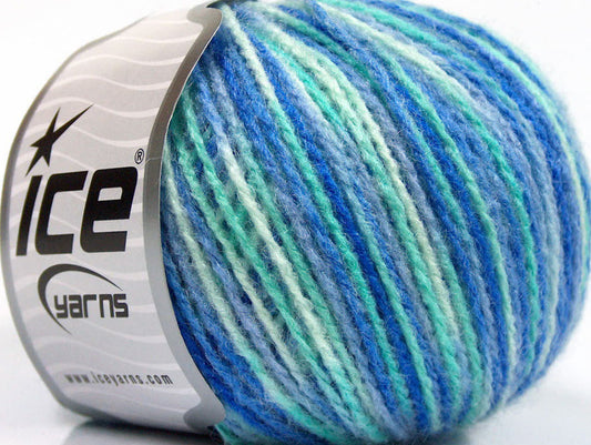 Lot of 8 Skeins ICE SALE SELF-STRIPING Yarn Blue Shades White Mint Green