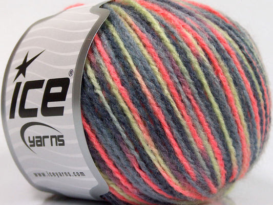 Lot of 8 Skeins ICE SALE SELF-STRIPING Yarn Grey Shades Pink Mint Green