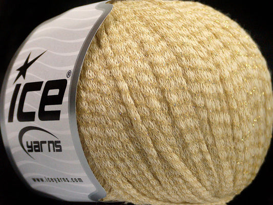 Lot of 8 Skeins ICE SALE WINTER (77% Wool) Hand Knitting Yarn Cream Gold