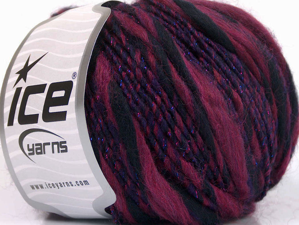 Lot of 8 Skeins ICE ALPACA COLOR GLITZ (20% Alpaca 45% Wool) Yarn Purple Burgundy Blue