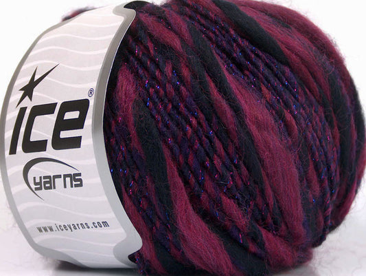 Lot of 8 Skeins ICE ALPACA COLOR GLITZ (20% Alpaca 45% Wool) Yarn Purple Burgundy Blue
