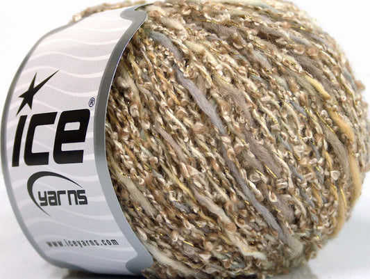 Lot of 8 Skeins ICE SALE WINTER (40% Wool) Yarn Camel Cream White Gold