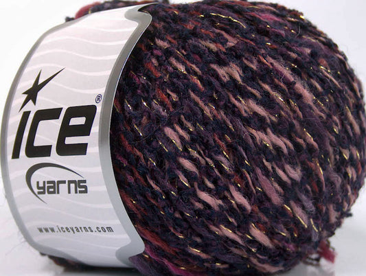 Lot of 8 Skeins ICE SALE WINTER (40% Wool) Yarn Purple Lilac Burgundy Pink Gold